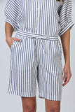 LINEN BLUEBERRY STRIPE SHORT