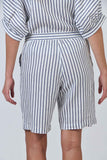 LINEN BLUEBERRY STRIPE SHORT