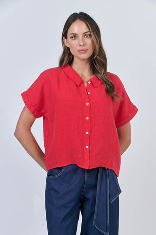 LINEN SHIRT RED