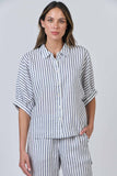 LINEN BLUEBERRY STRIPE SHIRT