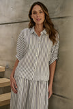 LINEN BLUEBERRY STRIPE SHIRT