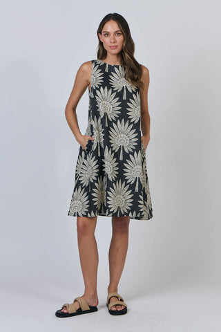 LINEN DRESS DATE PALM