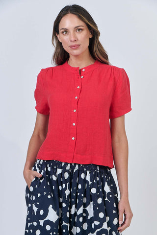LINEN SHIRT RED