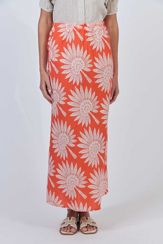 LINEN SKIRT SUNSET PALM