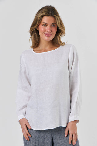 AMIRA WHITE LINEN TOP