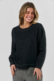 ANNIE BLACK LINEN TOP