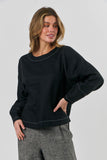 ANNIE BLACK LINEN TOP