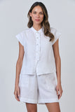 LINEN SHIRT WITH FRONT RUFFLE