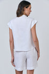 LINEN SHIRT WITH FRONT RUFFLE