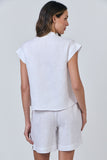 LINEN SHIRT WITH FRONT RUFFLE