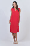 LINEN DRESS RED