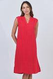 LINEN DRESS RED