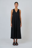 COTTON POPLIN BLACK DRESS