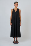 COTTON POPLIN BLACK DRESS