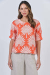 LINEN TOP WITH SLEEVE SUNSET PALM