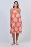 LINEN DRESS SUNSET PALM