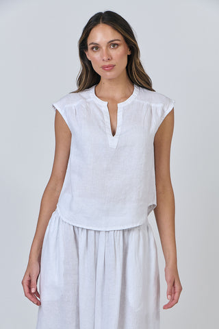 LINEN V NECK TOP