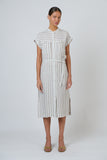 LINEN TRAVERTINE DRESS WITH FRONT POCKETS