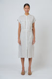 LINEN TRAVERTINE DRESS WITH FRONT POCKETS