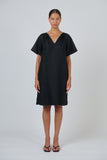 LINEN BLACK DRESS WITH SLEEVES