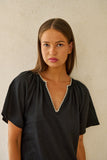 LINEN BLACK DRESS WITH SLEEVES