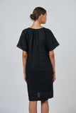 LINEN BLACK DRESS WITH SLEEVES