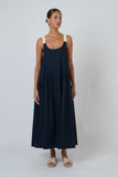 COTTON POPLIN DRESS NAVY