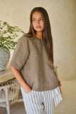 LINEN AGATE TOP  WITH STITCHING