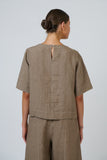 LINEN AGATE TOP  WITH STITCHING