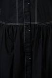 COTTON POPLIN BLACK WITH WHITE STITCHING DRESS
