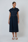 COTTON POPLIN WITH WHITE STITCHING NAVY
