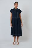 COTTON POPLIN WITH WHITE STITCHING NAVY