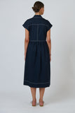 COTTON POPLIN WITH WHITE STITCHING NAVY