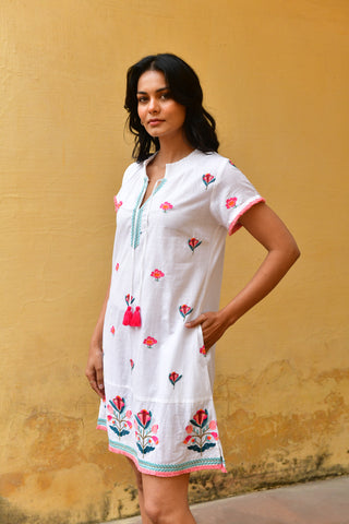 HUMMINGBIRD EMBROIDERED DAY DRESS