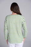 COTTON STRIPE RAGLAN TEE LEAF GREEN