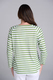 COTTON STRIPE RAGLAN TEE LEAF GREEN