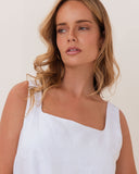 LINEN SQUARE NECK SHIFT DRESS