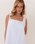 LINEN SQUARE NECK SHIFT DRESS