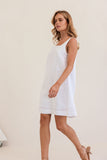 LINEN SQUARE NECK SHIFT DRESS