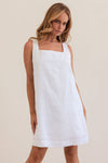 LINEN SQUARE NECK SHIFT DRESS