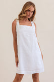 LINEN SQUARE NECK SHIFT DRESS