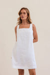 LINEN SQUARE NECK SHIFT DRESS