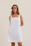 LINEN SQUARE NECK SHIFT DRESS