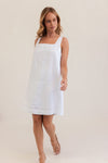 LINEN SQUARE NECK SHIFT DRESS