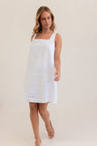 LINEN SQUARE NECK SHIFT DRESS