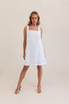 LINEN SQUARE NECK SHIFT DRESS