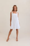 LINEN SQUARE NECK SHIFT DRESS