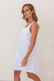 LINEN SQUARE NECK SHIFT DRESS