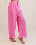 LINEN HIGH WAISTED WIDE LEG PANT PINK