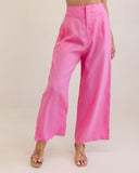 LINEN HIGH WAISTED WIDE LEG PANT PINK